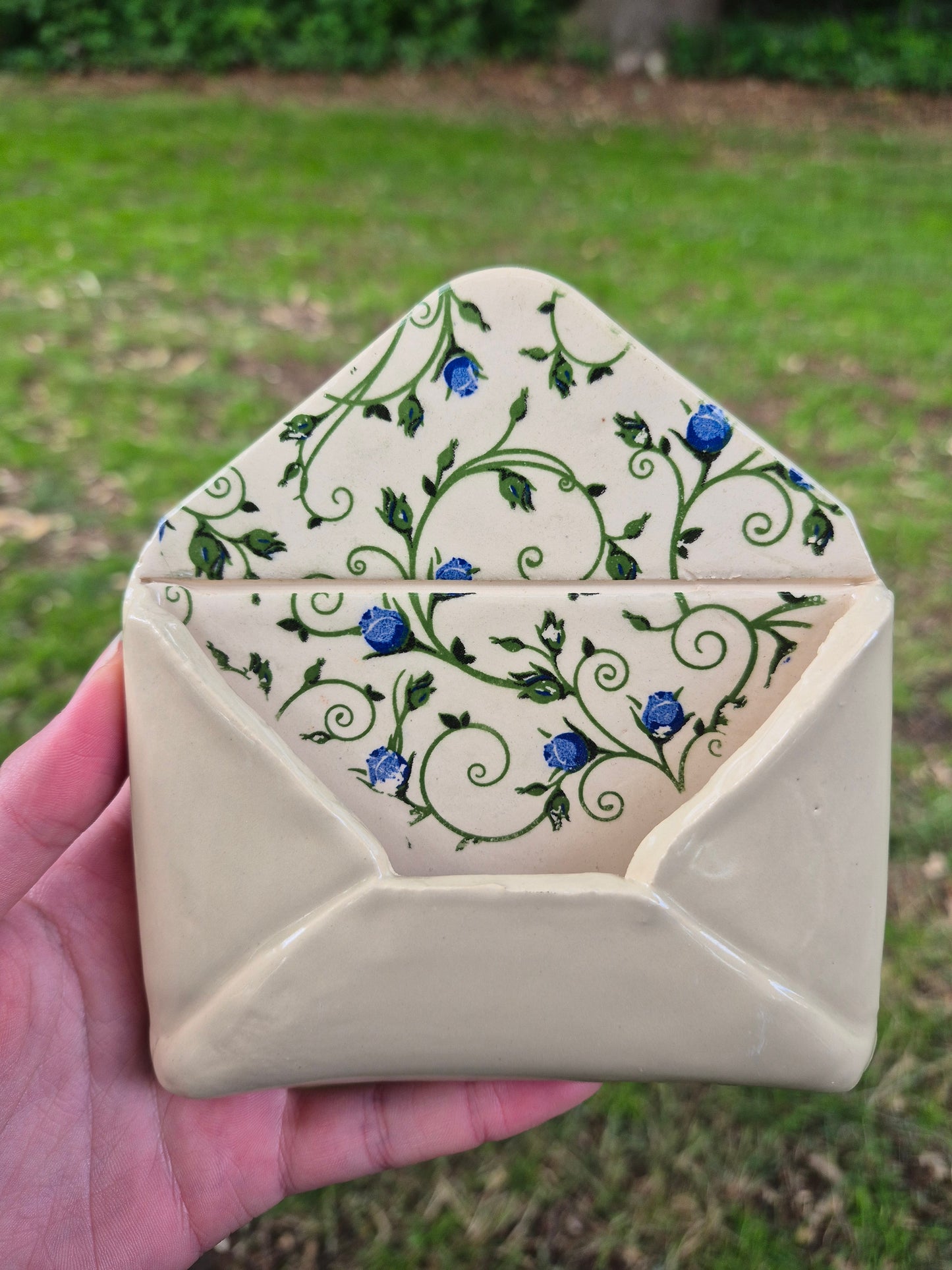 Envelop bloemen blauw
